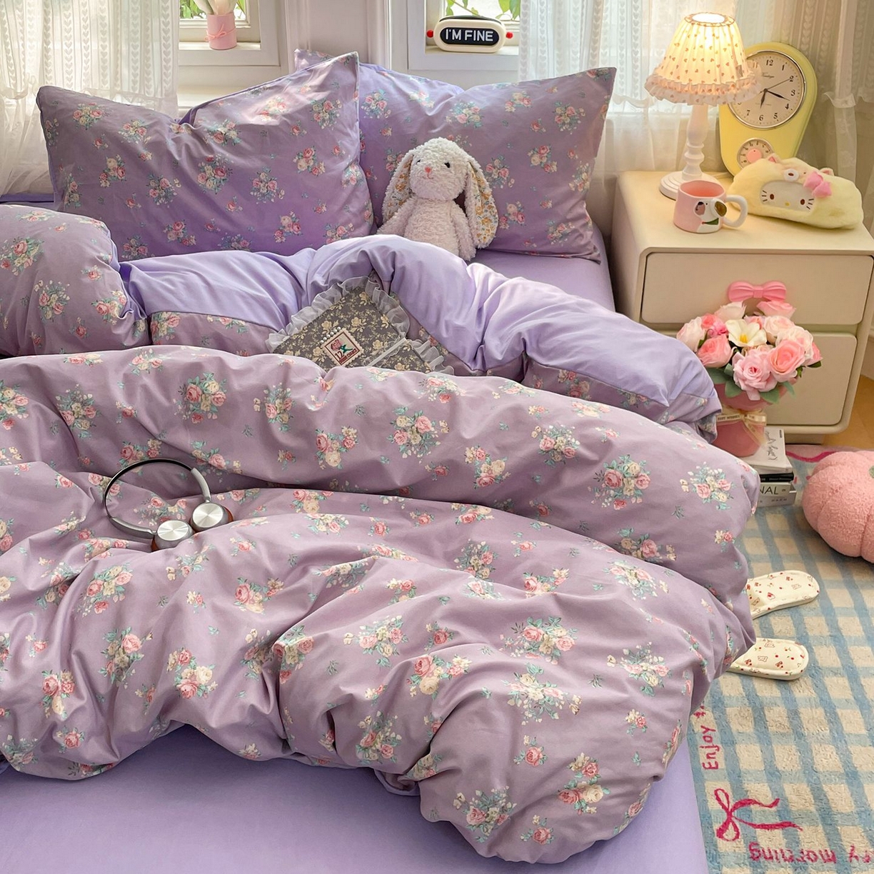 91家纺网 家纺一手货源 找家纺 卡斯诺家纺馆 2026新款古法水洗仿棉四件套（下载文件包含买家秀） 柔紫繁花