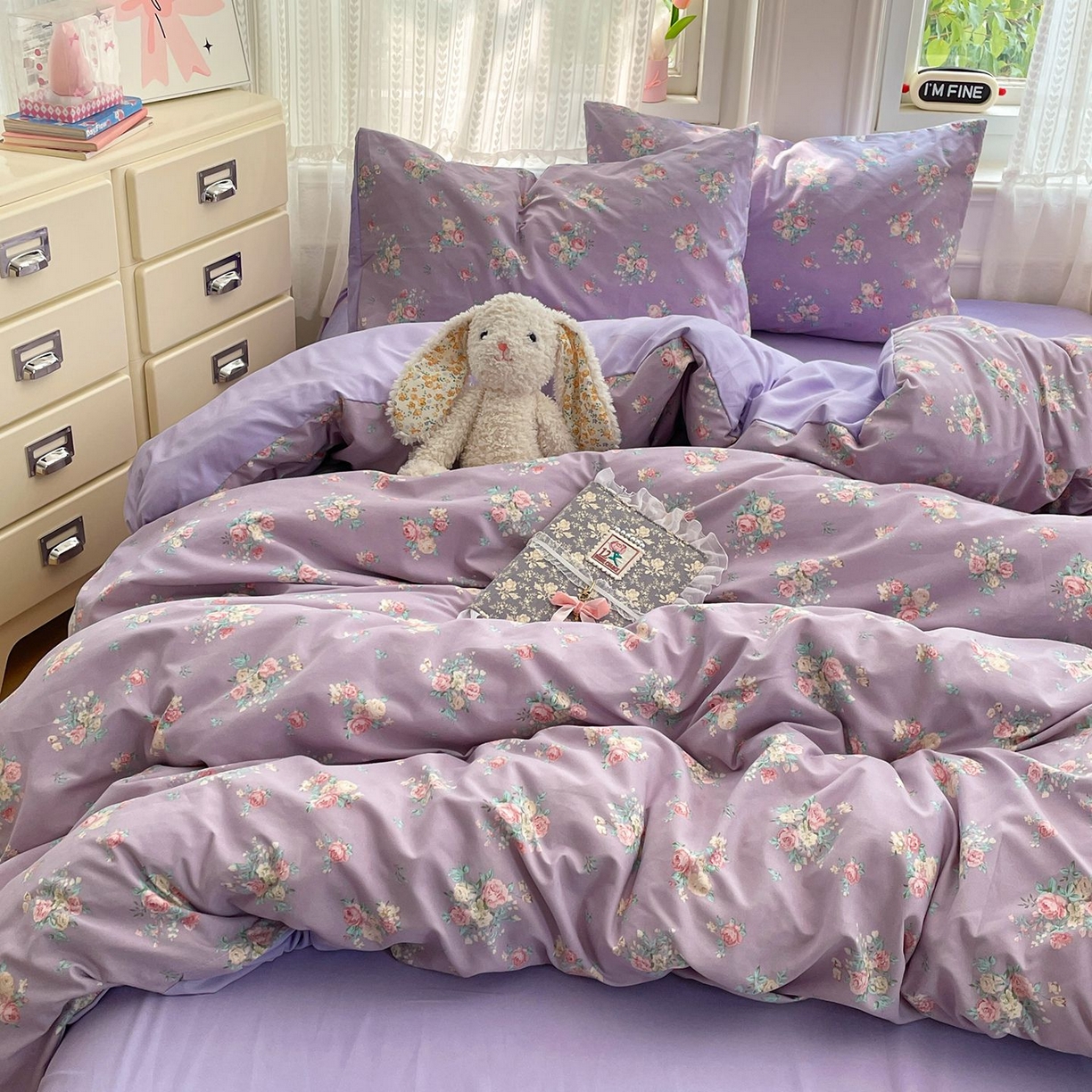 91家纺网 家纺一手货源 找家纺 卡斯诺家纺馆 2026新款古法水洗仿棉四件套（下载文件包含买家秀） 柔紫繁花