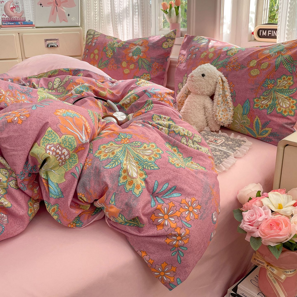 91家纺网 家纺一手货源 找家纺 卡斯诺家纺馆 2026新款古法水洗仿棉四件套（下载文件包含买家秀） 花眠