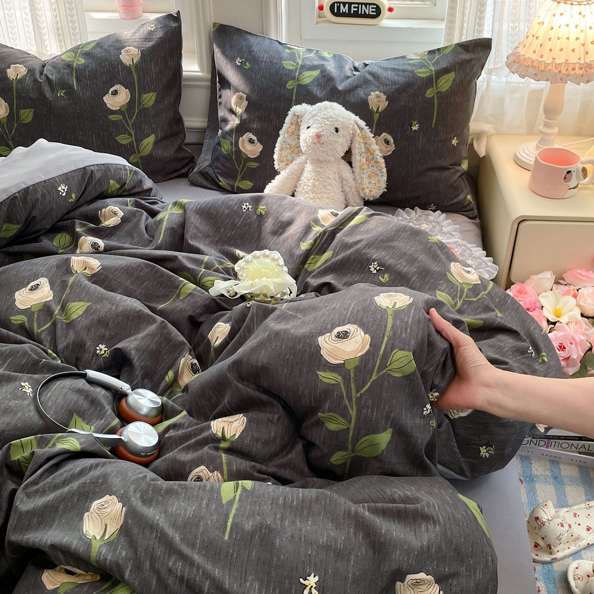 91家纺网 家纺一手货源 找家纺 卡斯诺家纺馆 2026新款古法水洗仿棉四件套（下载文件包含买家秀） 雅致玫瑰