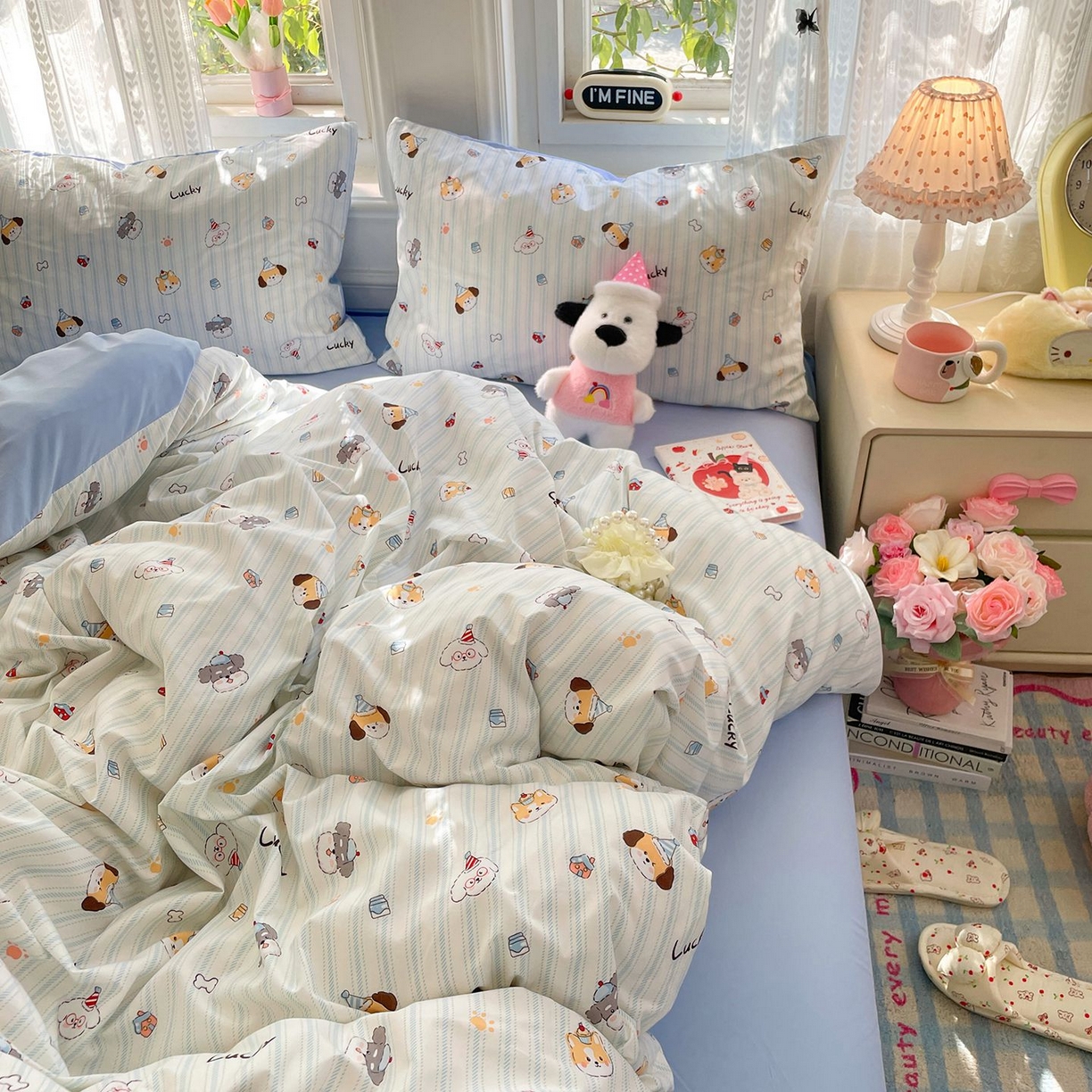 91家纺网 家纺一手货源 找家纺 卡斯诺家纺馆 2026新款古法水洗仿棉四件套（下载文件包含买家秀） 软眠萌趣