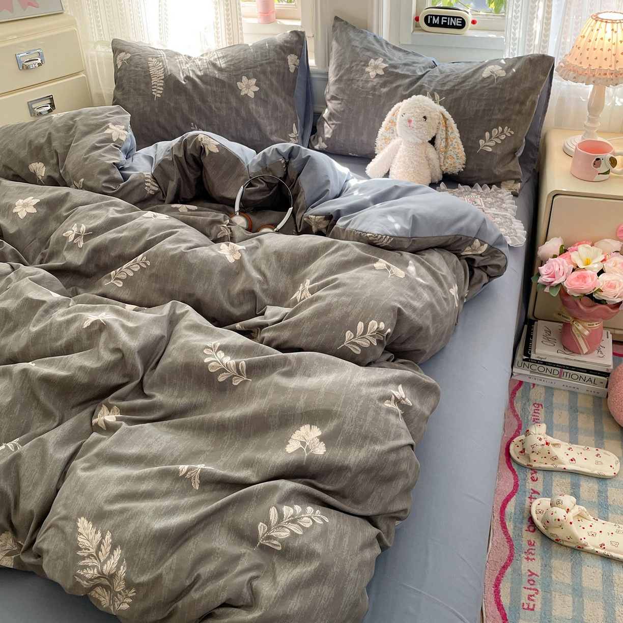 91家纺网 家纺一手货源 找家纺 卡斯诺家纺馆 2026新款古法水洗仿棉四件套（下载文件包含买家秀） 叶影斑驳