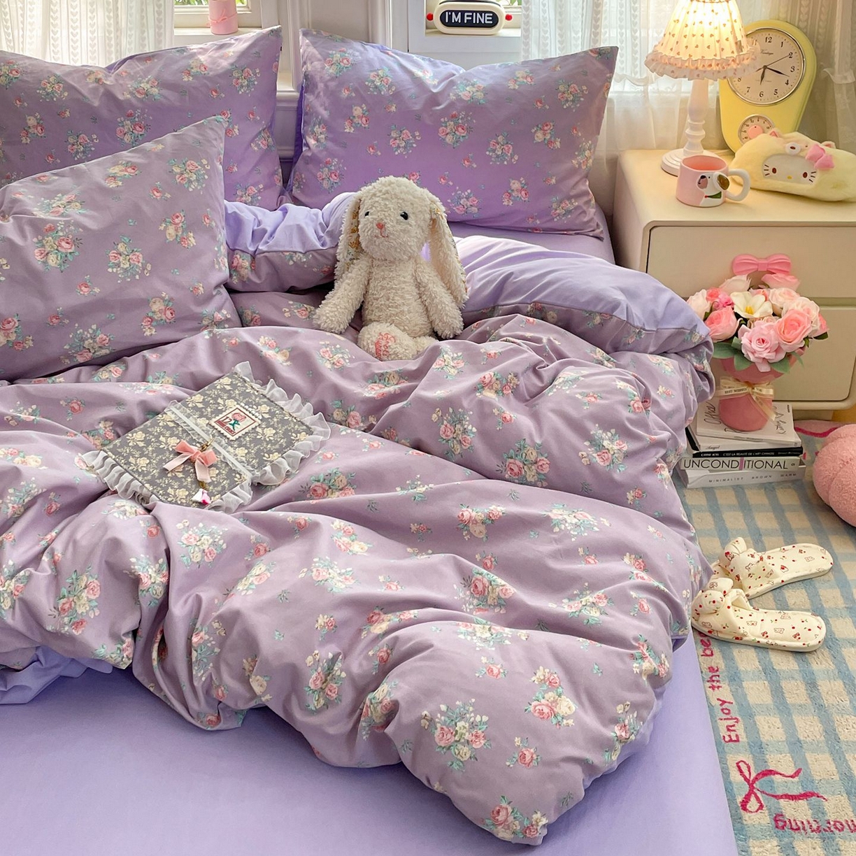 91家纺网 家纺一手货源 找家纺 卡斯诺家纺馆 2026新款古法水洗仿棉四件套（下载文件包含买家秀） 柔紫繁花