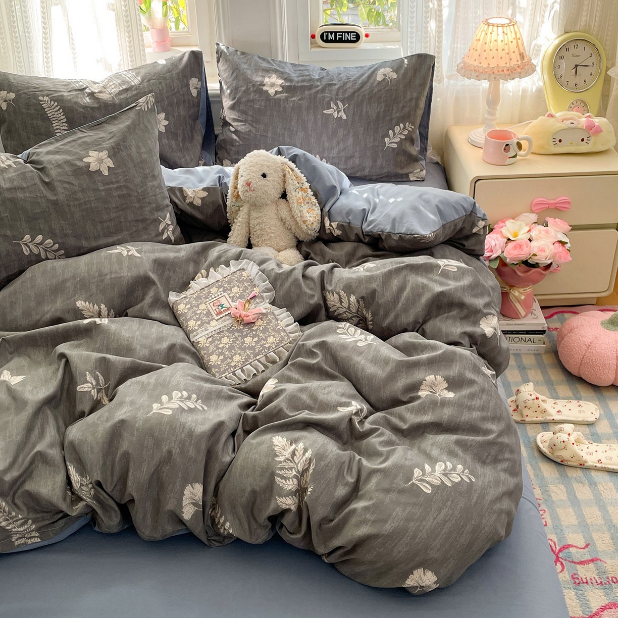 91家纺网 家纺一手货源 找家纺 卡斯诺家纺馆 2026新款古法水洗仿棉四件套（下载文件包含买家秀） 叶影斑驳