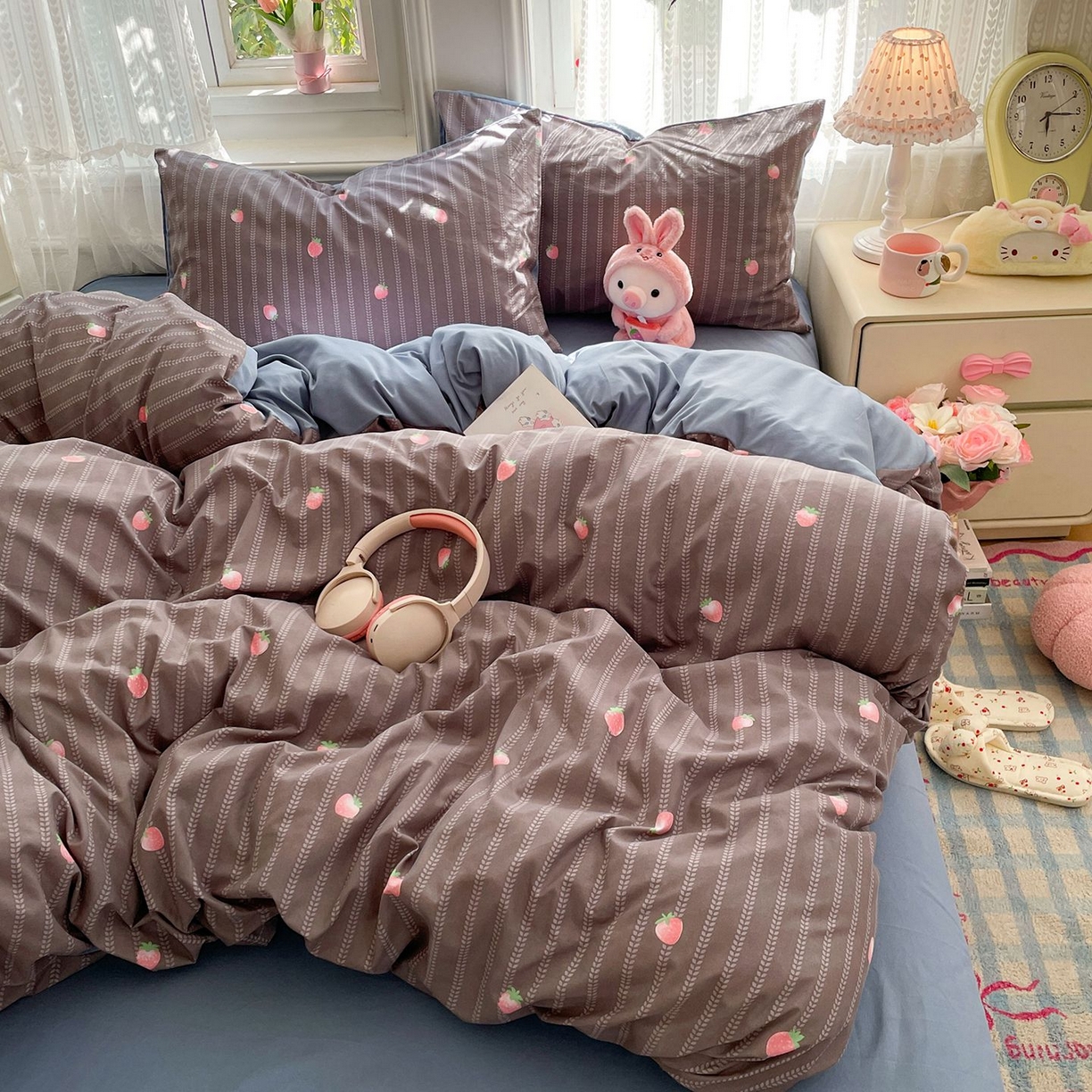 91家纺网 家纺一手货源 找家纺 卡斯诺家纺馆 2026新款古法水洗仿棉四件套（下载文件包含买家秀） 甜酷草莓