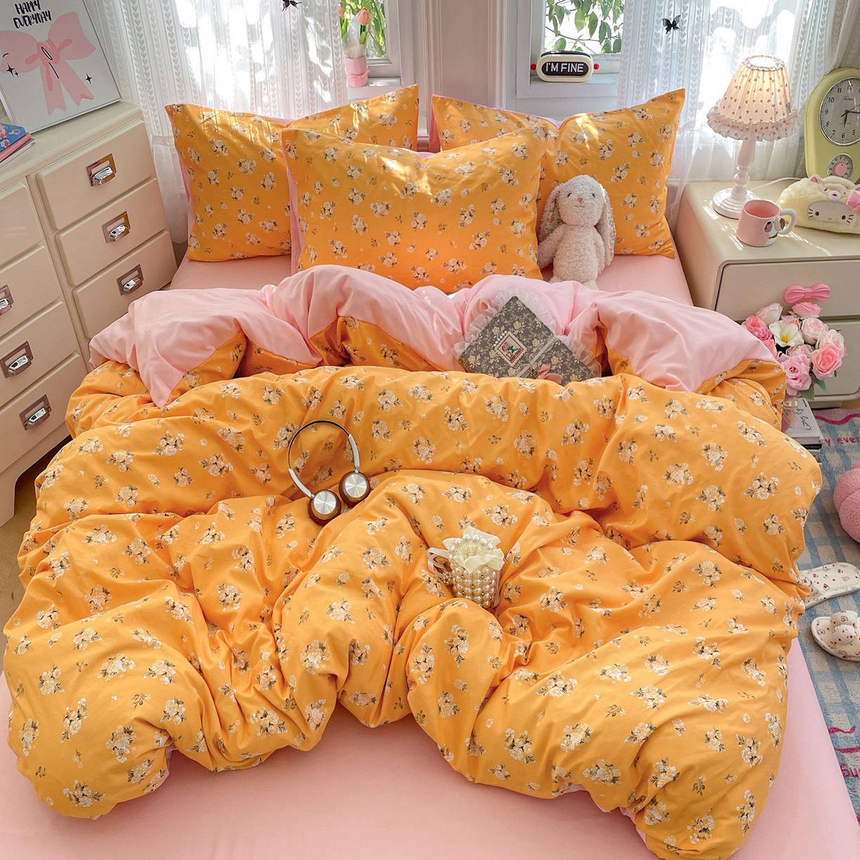 91家纺网 家纺一手货源 找家纺 卡斯诺家纺馆 2026新款古法水洗仿棉四件套（下载文件包含买家秀） 花语相伴