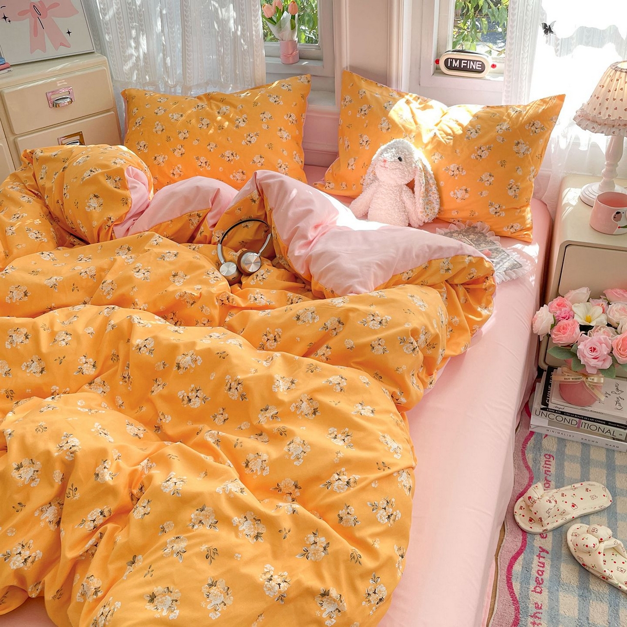 91家纺网 家纺一手货源 找家纺 卡斯诺家纺馆 2026新款古法水洗仿棉四件套（下载文件包含买家秀） 花语相伴