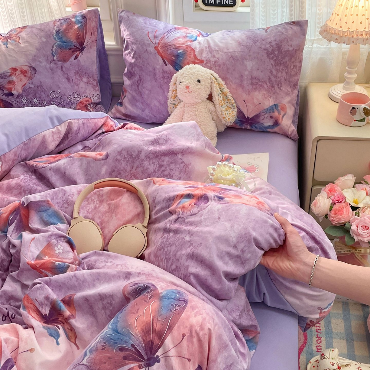 91家纺网 家纺一手货源 找家纺 卡斯诺家纺馆 2026新款古法水洗仿棉四件套（下载文件包含买家秀） 紫蝶