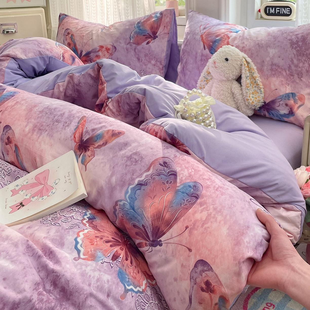 91家纺网 家纺一手货源 找家纺 卡斯诺家纺馆 2026新款古法水洗仿棉四件套（下载文件包含买家秀） 紫蝶