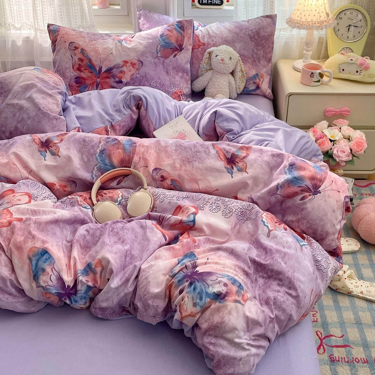 91家纺网 家纺一手货源 找家纺 卡斯诺家纺馆 2026新款古法水洗仿棉四件套（下载文件包含买家秀） 紫蝶