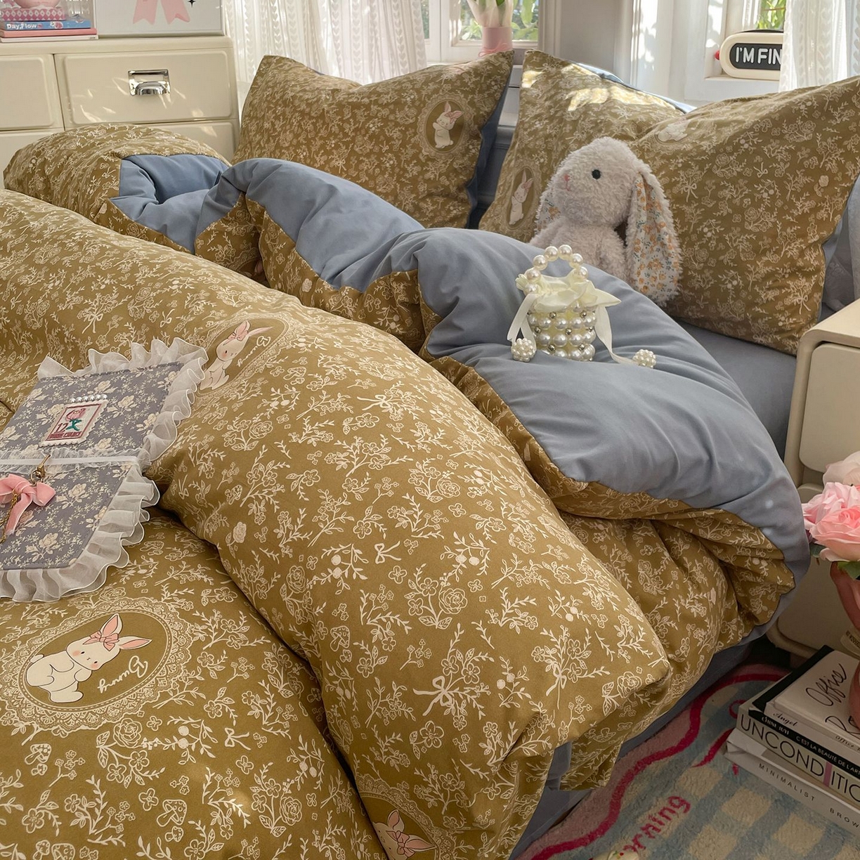 91家纺网 家纺一手货源 找家纺 卡斯诺家纺馆 2026新款古法水洗仿棉四件套（下载文件包含买家秀） 焦糖花影