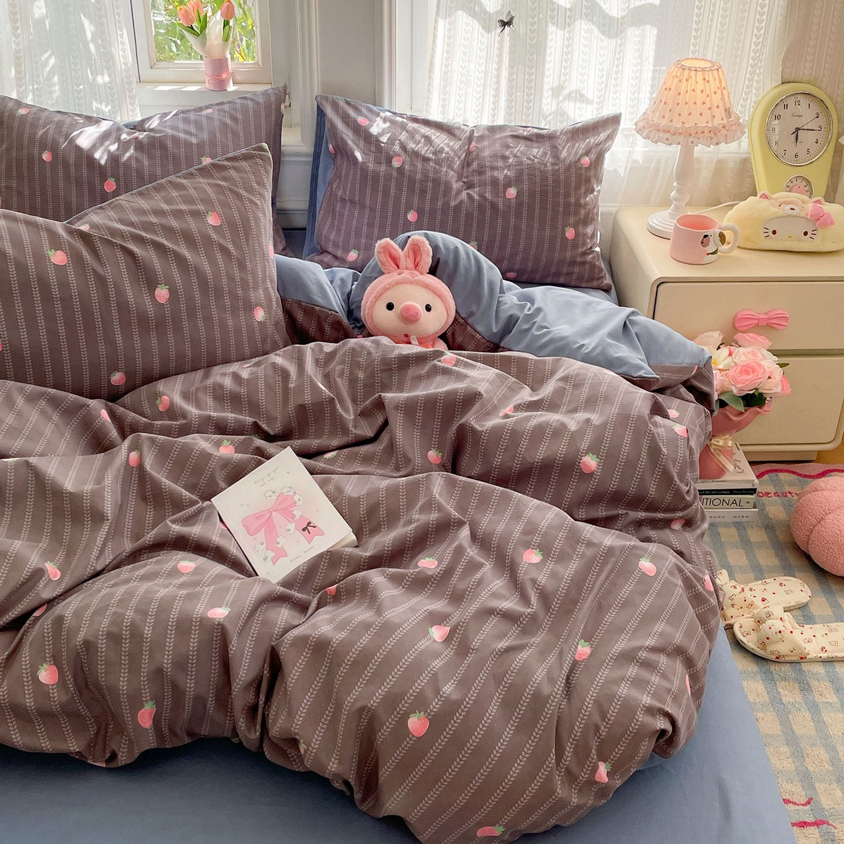 91家纺网 家纺一手货源 找家纺 卡斯诺家纺馆 2026新款古法水洗仿棉四件套（下载文件包含买家秀） 甜酷草莓