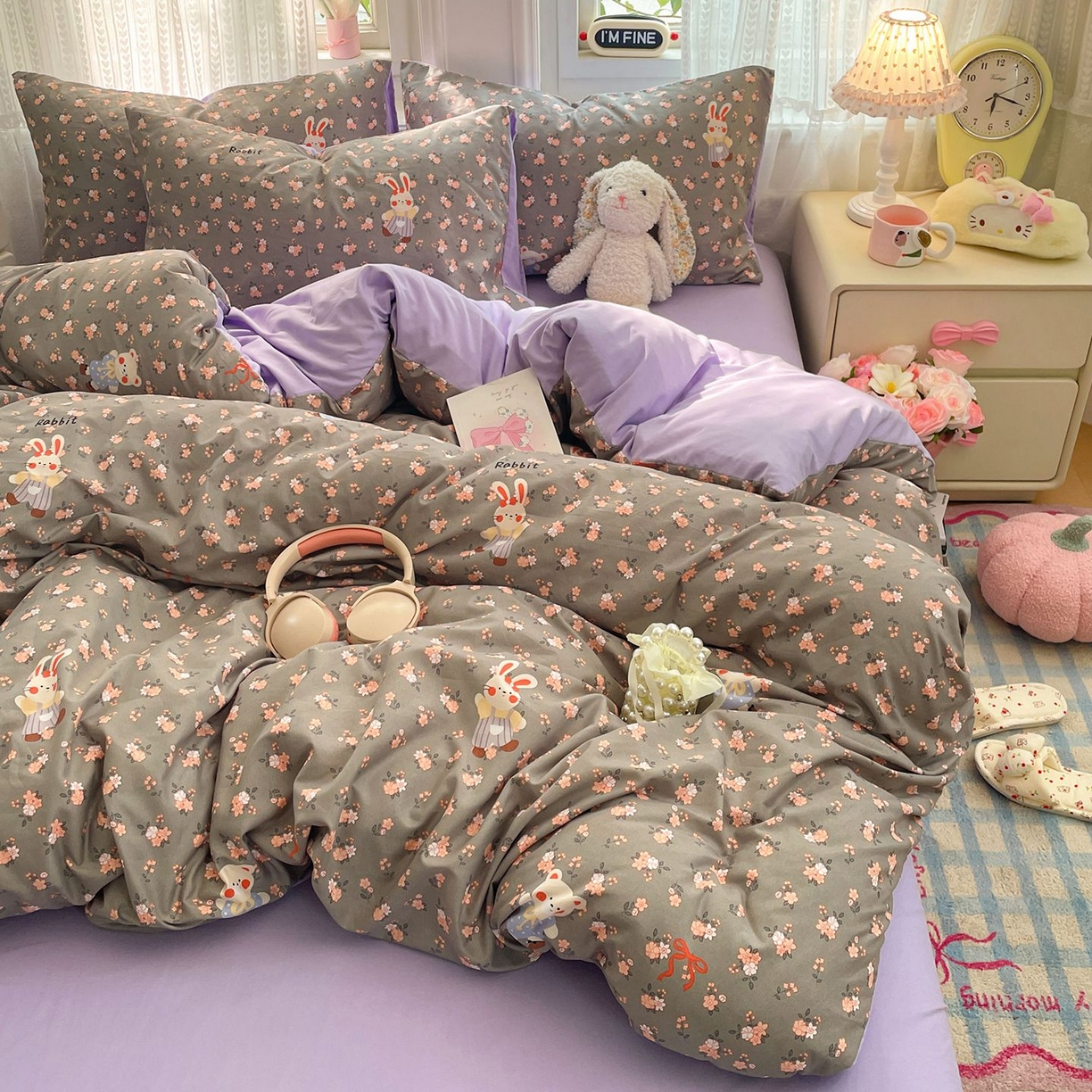 91家纺网 家纺一手货源 找家纺 卡斯诺家纺馆 2026新款古法水洗仿棉四件套（下载文件包含买家秀） 森屿花兔