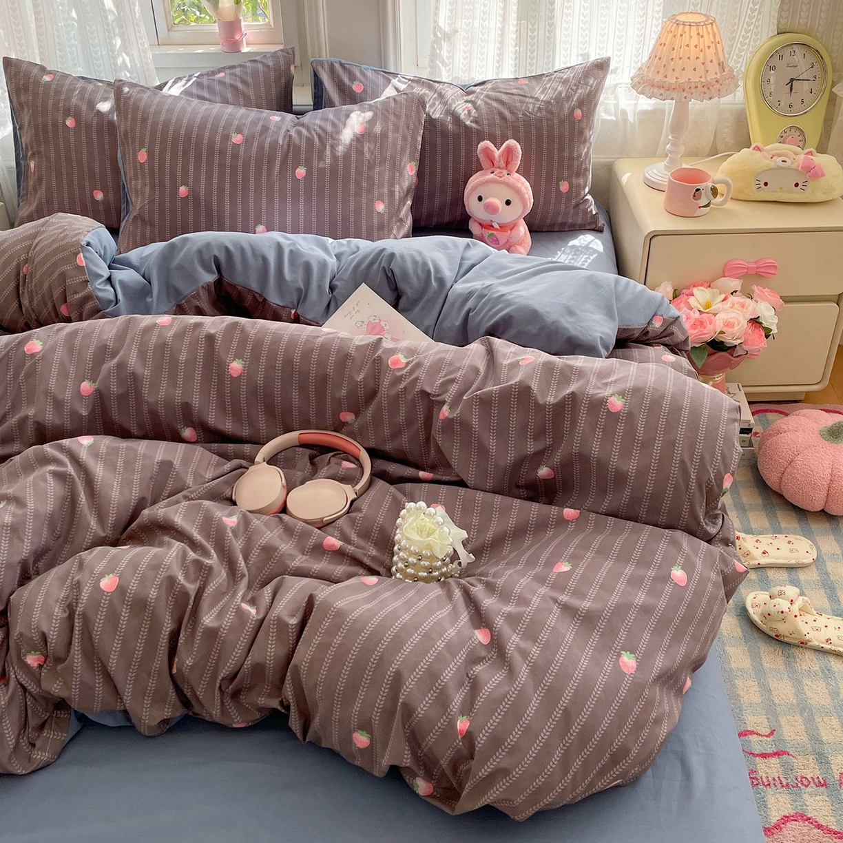 91家纺网 家纺一手货源 找家纺 卡斯诺家纺馆 2026新款古法水洗仿棉四件套（下载文件包含买家秀） 甜酷草莓