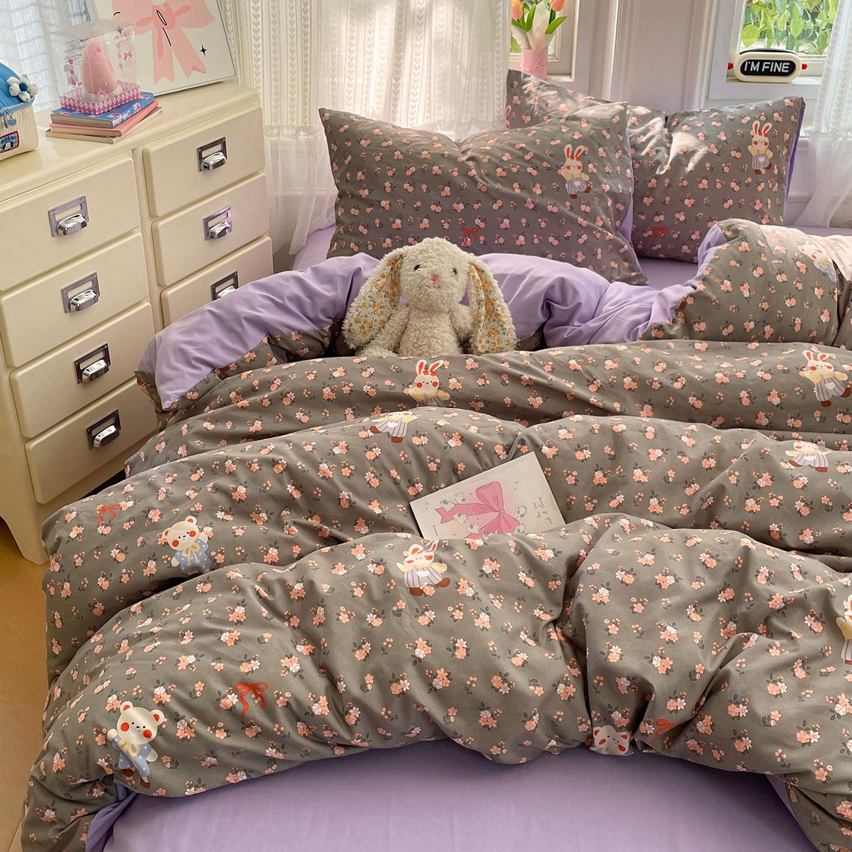 91家纺网 家纺一手货源 找家纺 卡斯诺家纺馆 2026新款古法水洗仿棉四件套（下载文件包含买家秀） 森屿花兔