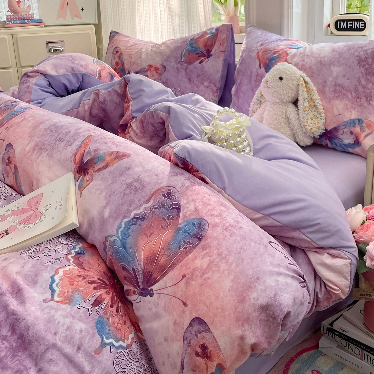 91家纺网 家纺一手货源 找家纺 卡斯诺家纺馆 2026新款古法水洗仿棉四件套（下载文件包含买家秀） 紫蝶