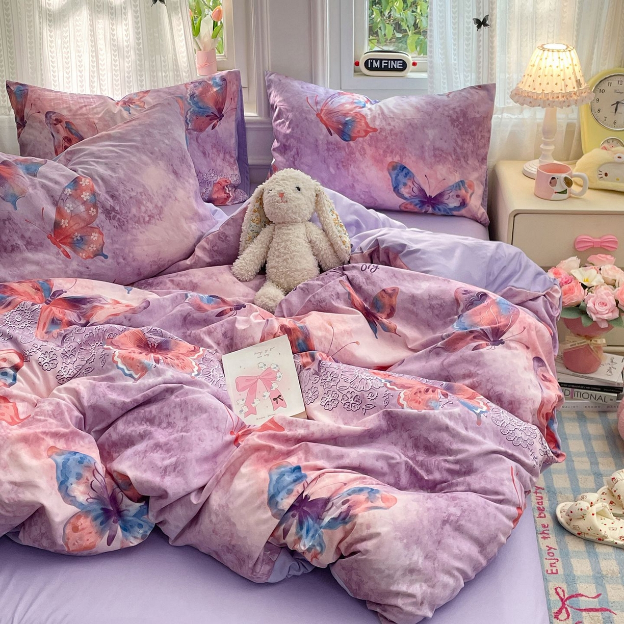 91家纺网 家纺一手货源 找家纺 卡斯诺家纺馆 2026新款古法水洗仿棉四件套（下载文件包含买家秀） 紫蝶