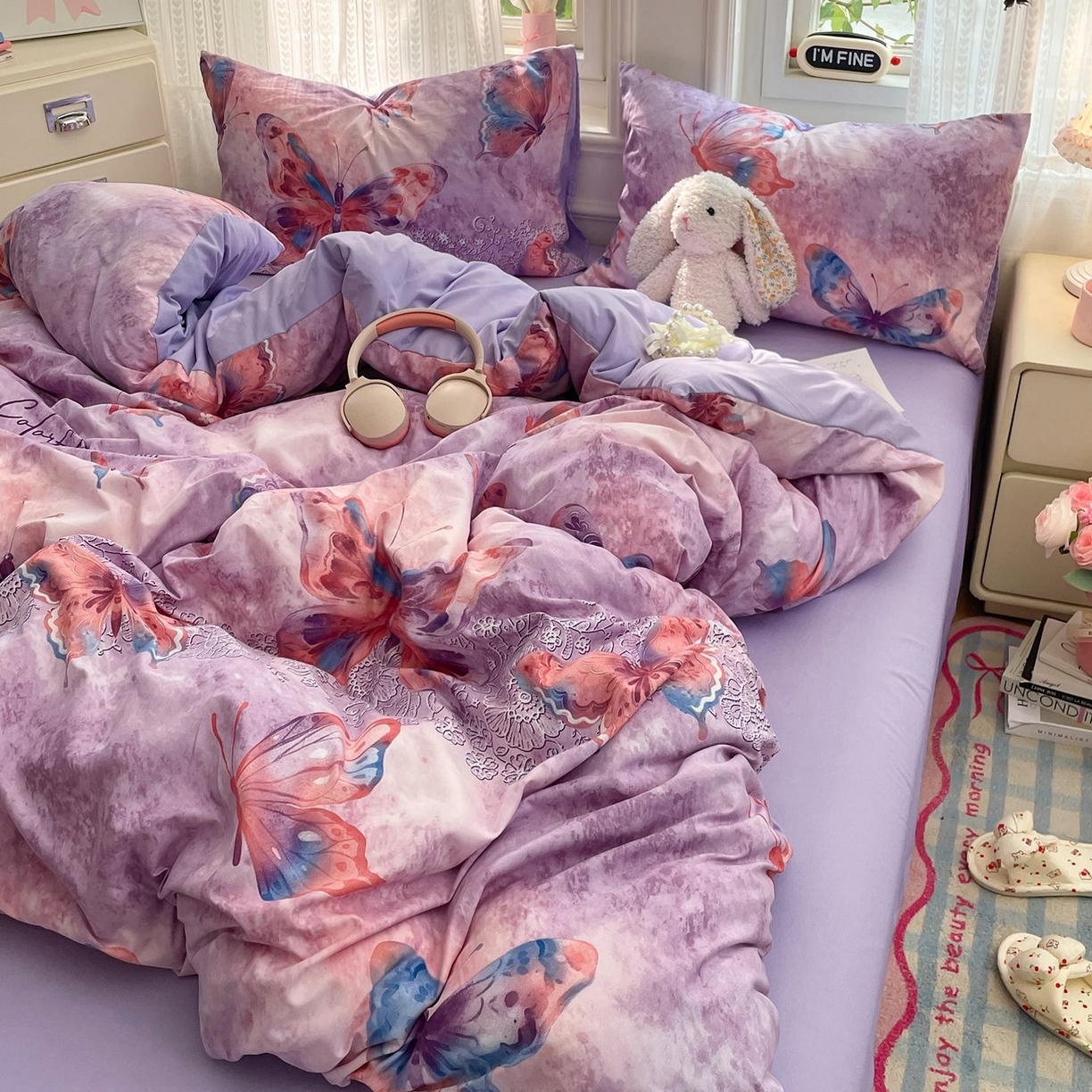 91家纺网 家纺一手货源 找家纺 卡斯诺家纺馆 2026新款古法水洗仿棉四件套（下载文件包含买家秀） 紫蝶