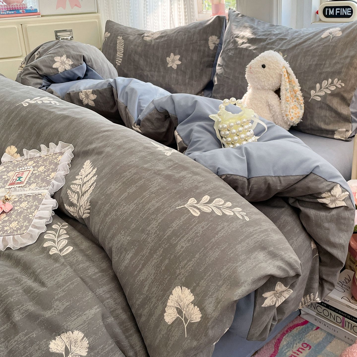 91家纺网 家纺一手货源 找家纺 卡斯诺家纺馆 2026新款古法水洗仿棉四件套（下载文件包含买家秀） 叶影斑驳