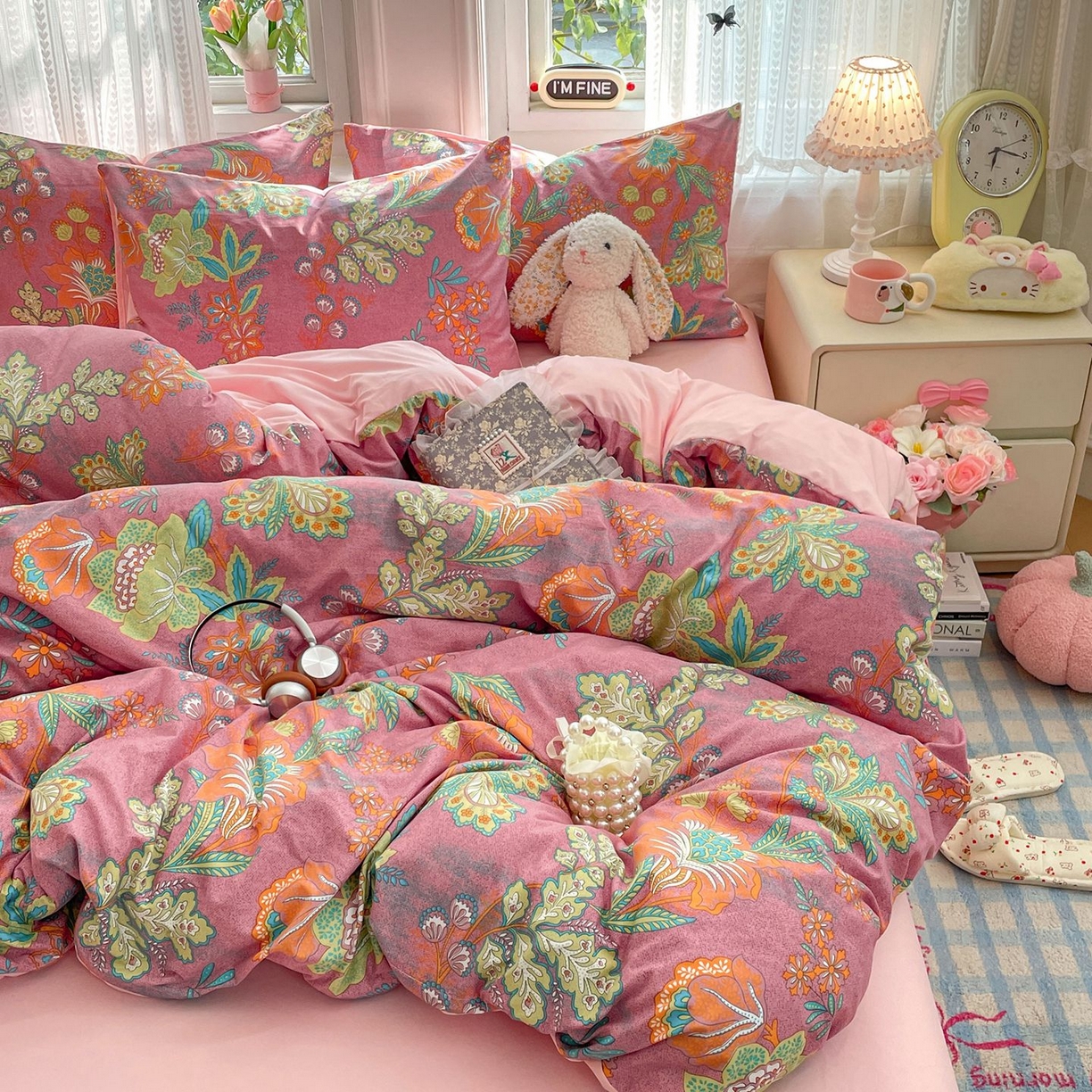 91家纺网 家纺一手货源 找家纺 卡斯诺家纺馆 2026新款古法水洗仿棉四件套（下载文件包含买家秀） 花眠