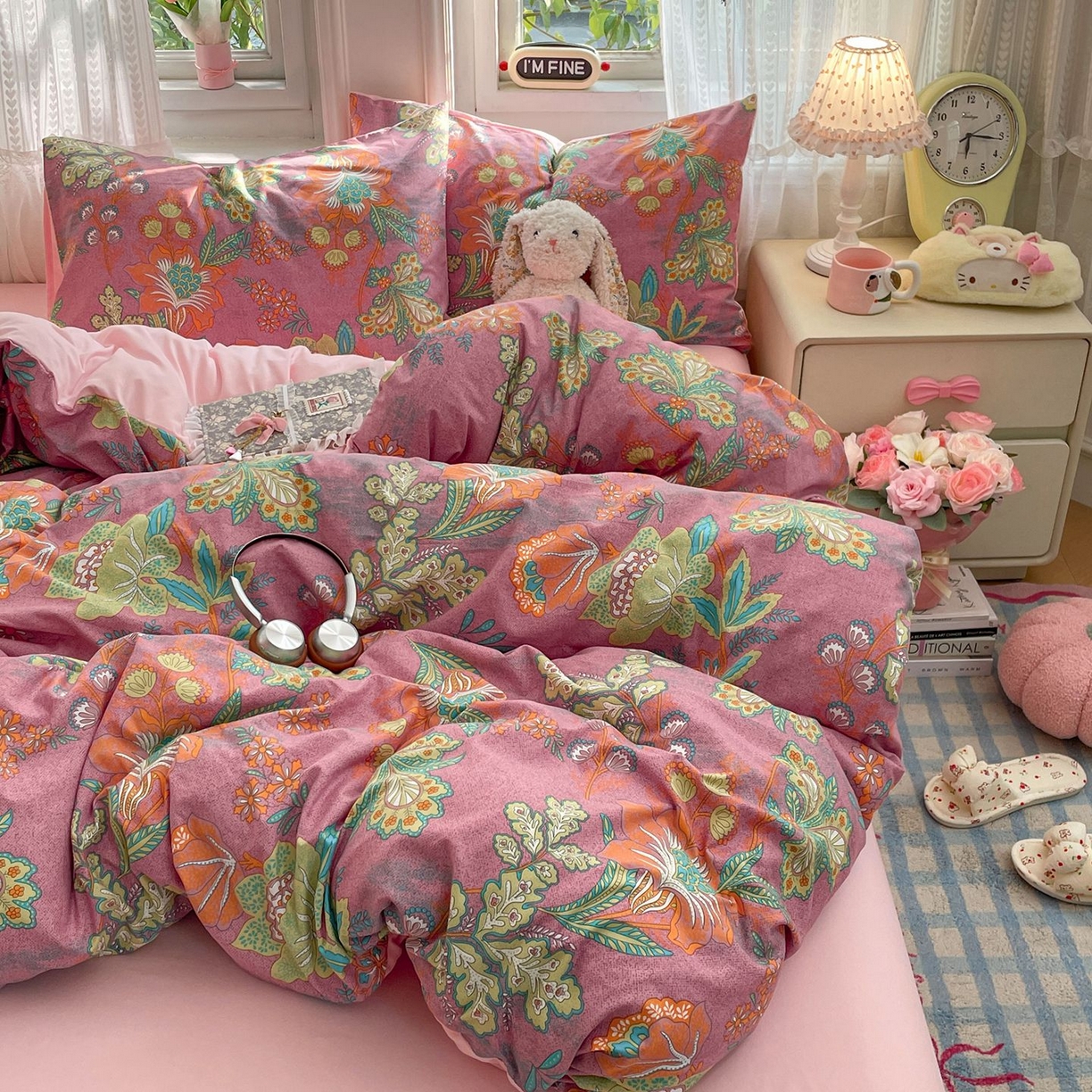 91家纺网 家纺一手货源 找家纺 卡斯诺家纺馆 2026新款古法水洗仿棉四件套（下载文件包含买家秀） 花眠