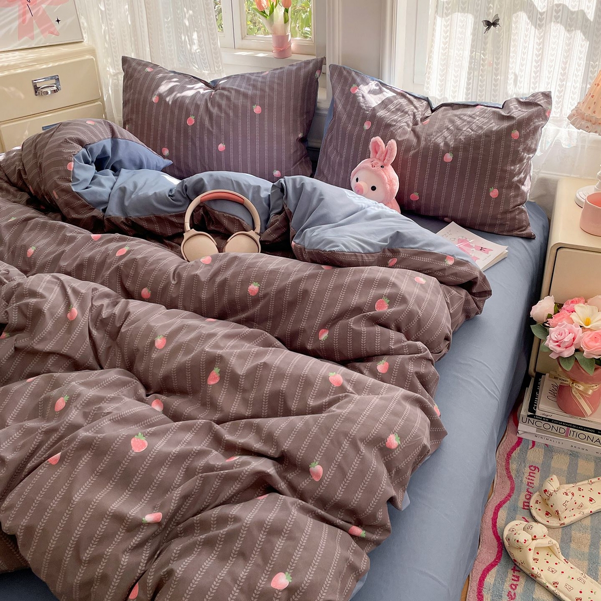 91家纺网 家纺一手货源 找家纺 卡斯诺家纺馆 2026新款古法水洗仿棉四件套（下载文件包含买家秀） 甜酷草莓