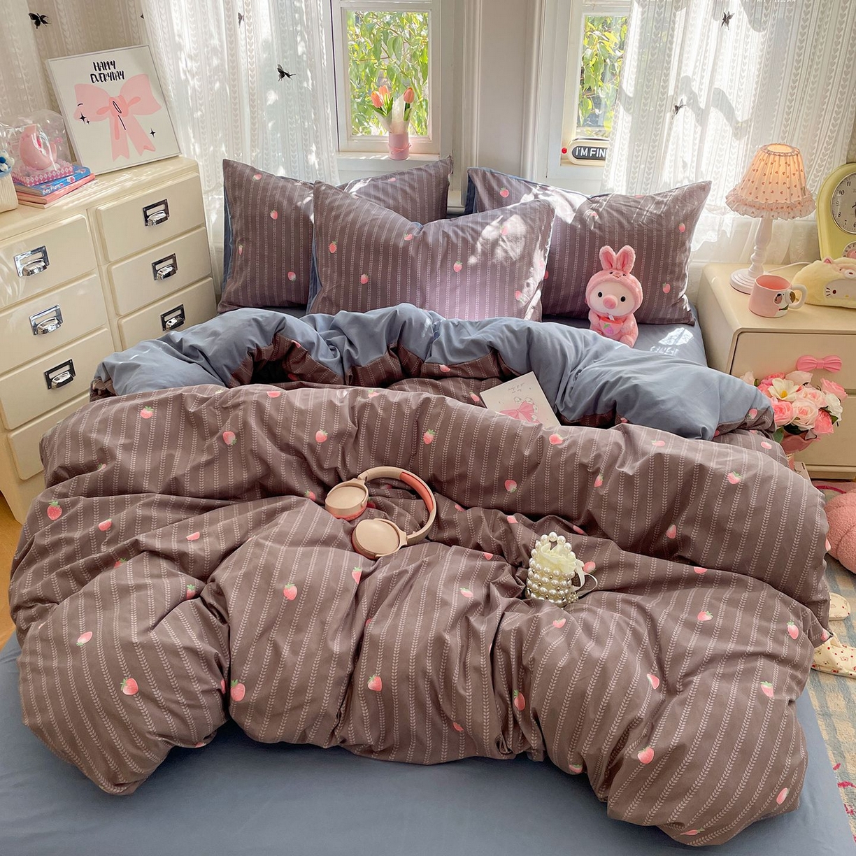 91家纺网 家纺一手货源 找家纺 卡斯诺家纺馆 2026新款古法水洗仿棉四件套（下载文件包含买家秀） 甜酷草莓