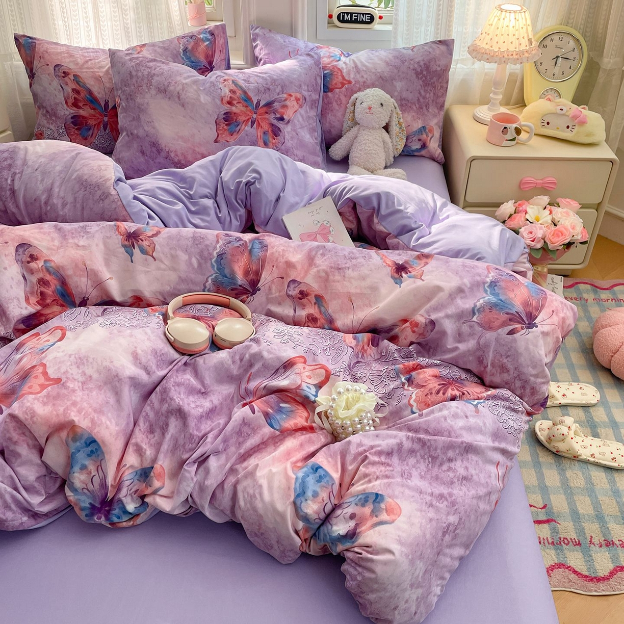 91家纺网 家纺一手货源 找家纺 卡斯诺家纺馆 2026新款古法水洗仿棉四件套（下载文件包含买家秀） 紫蝶