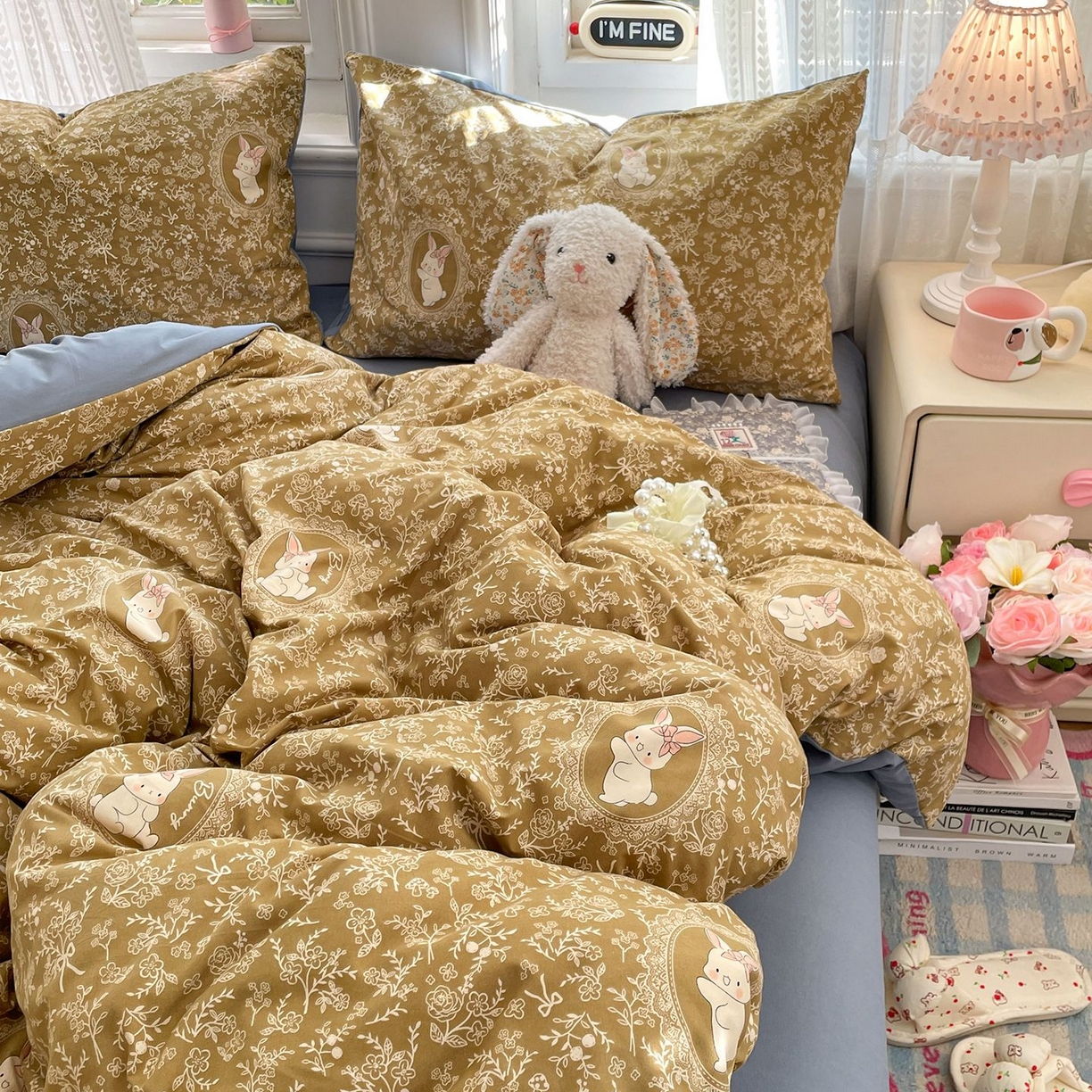 91家纺网 家纺一手货源 找家纺 卡斯诺家纺馆 2026新款古法水洗仿棉四件套（下载文件包含买家秀） 焦糖花影