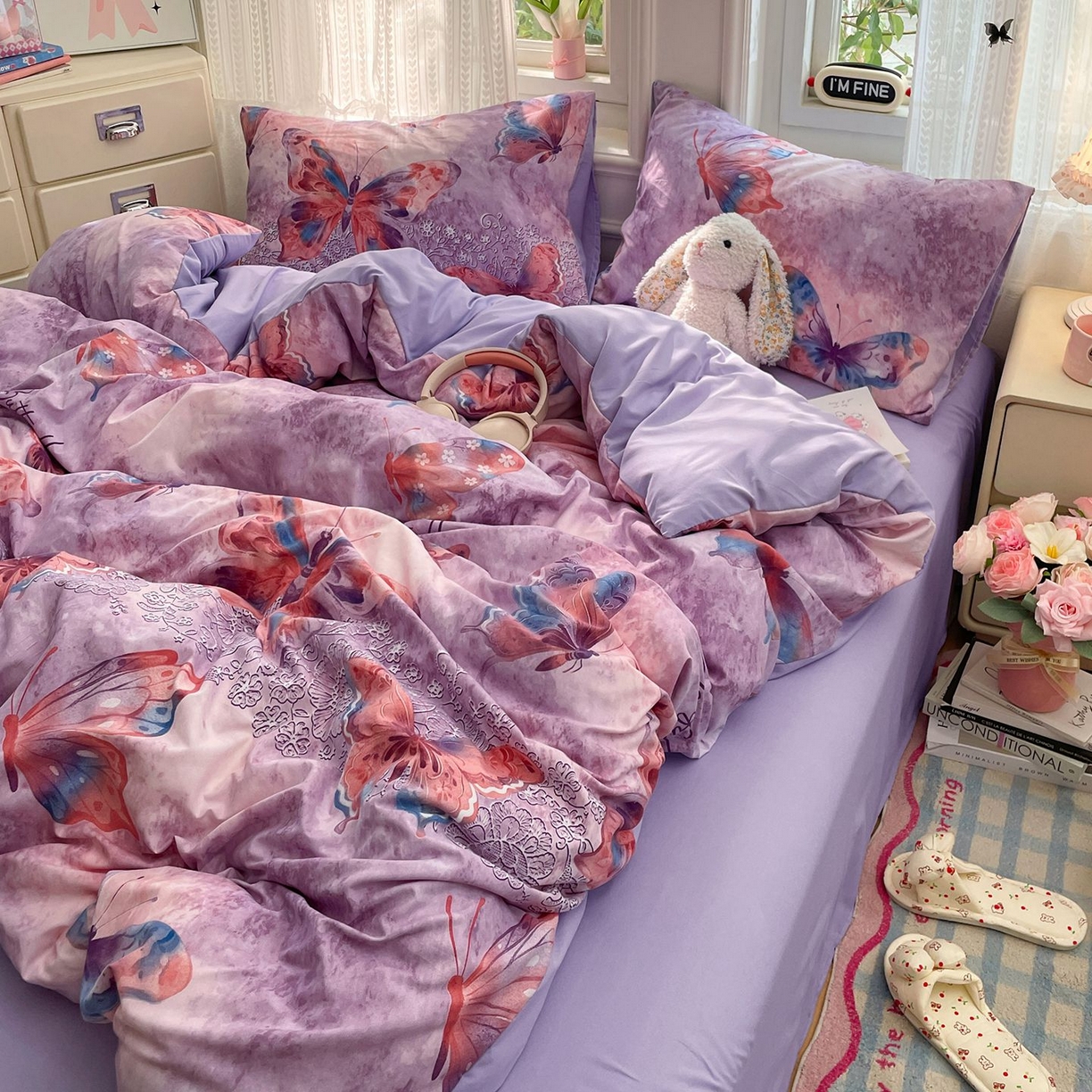 91家纺网 家纺一手货源 找家纺 卡斯诺家纺馆 2026新款古法水洗仿棉四件套（下载文件包含买家秀） 紫蝶