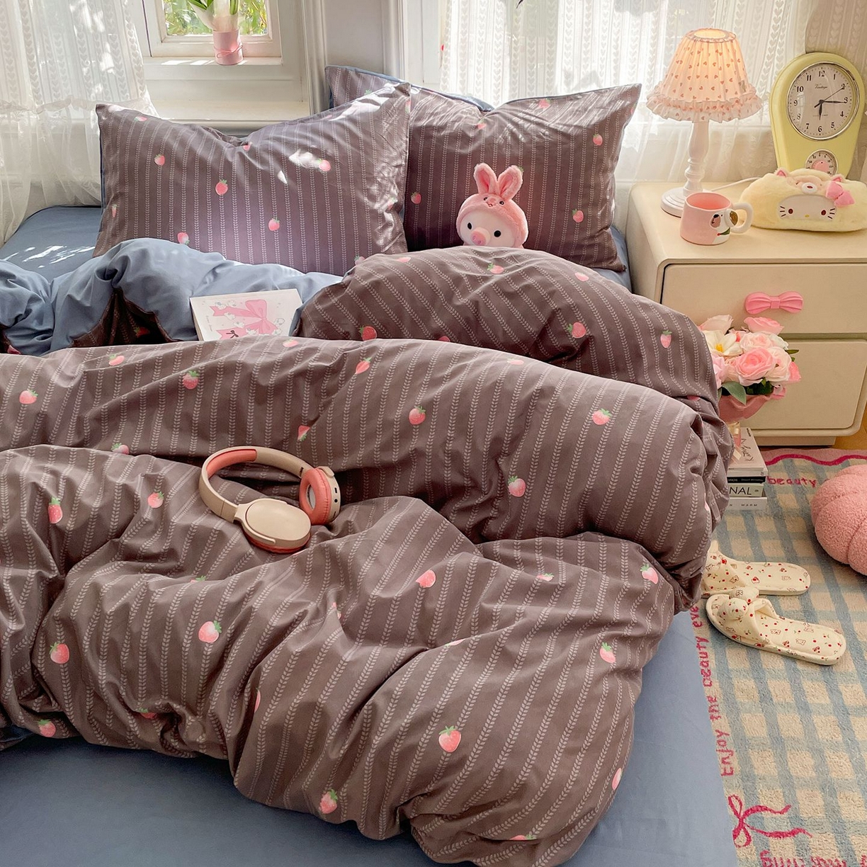 91家纺网 家纺一手货源 找家纺 卡斯诺家纺馆 2026新款古法水洗仿棉四件套（下载文件包含买家秀） 甜酷草莓