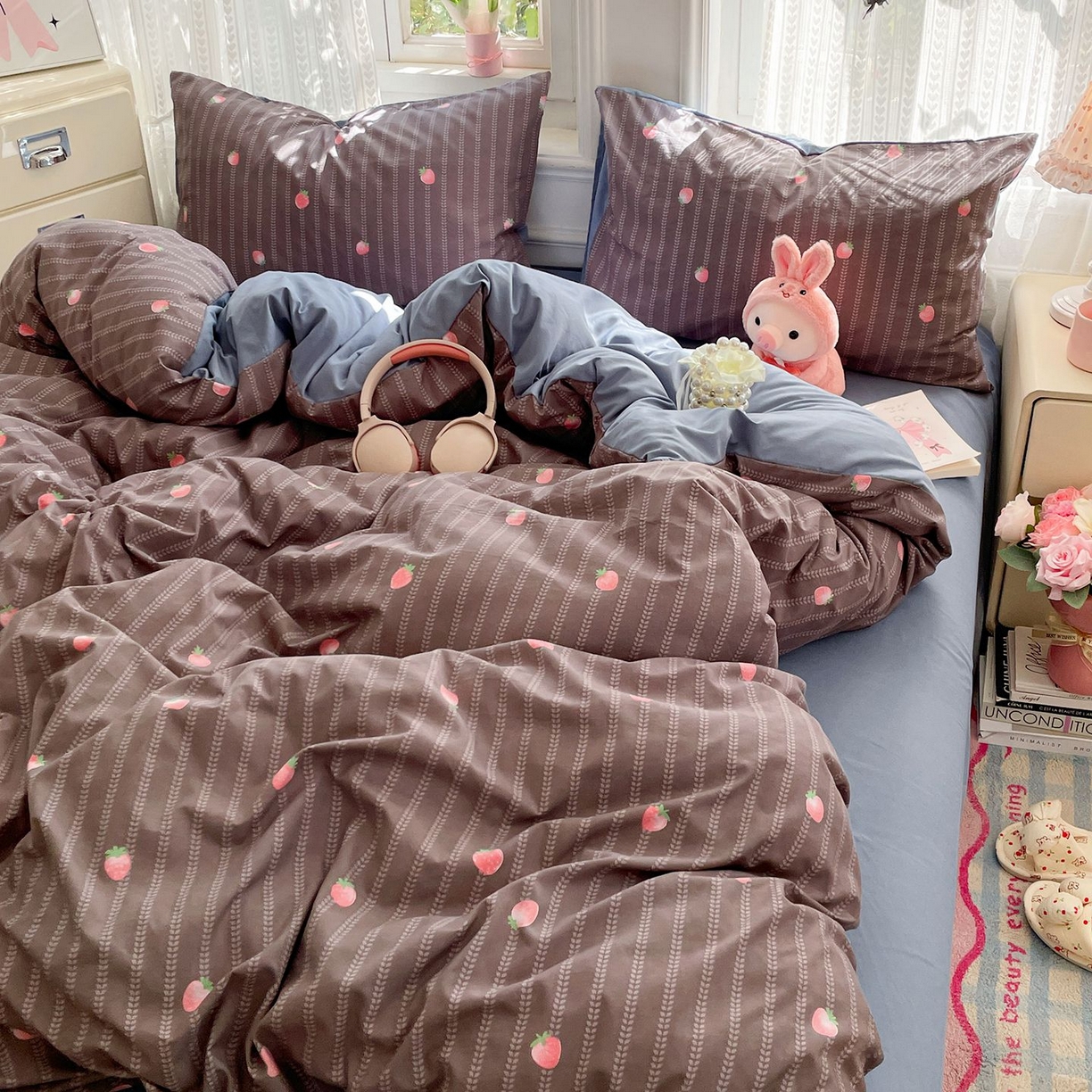 91家纺网 家纺一手货源 找家纺 卡斯诺家纺馆 2026新款古法水洗仿棉四件套（下载文件包含买家秀） 甜酷草莓