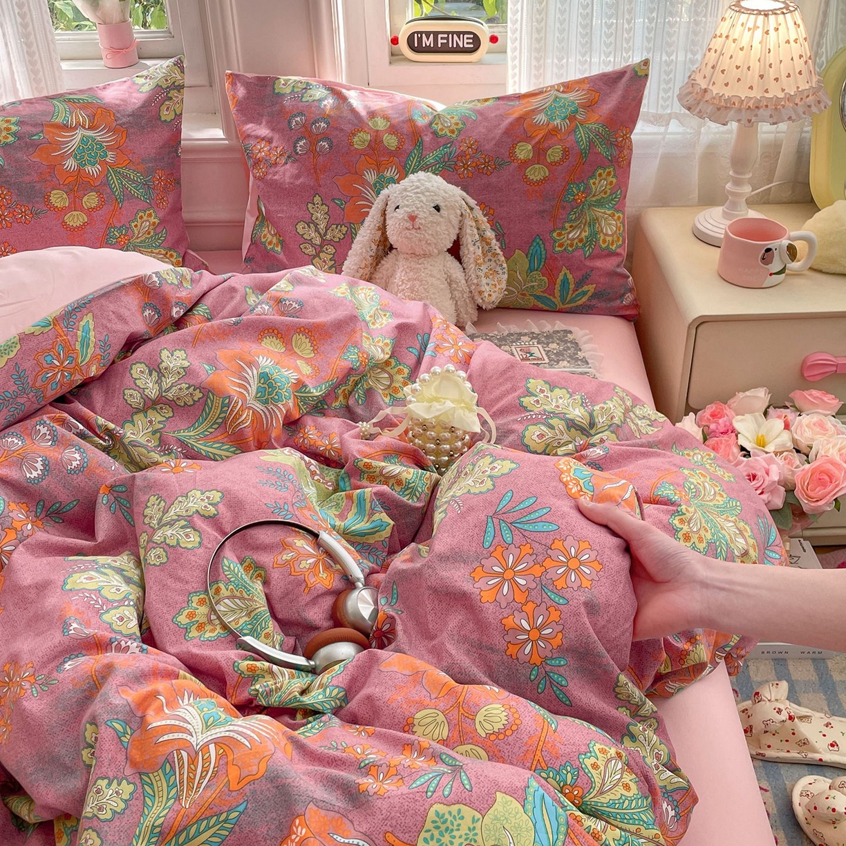 91家纺网 家纺一手货源 找家纺 卡斯诺家纺馆 2026新款古法水洗仿棉四件套（下载文件包含买家秀） 花眠