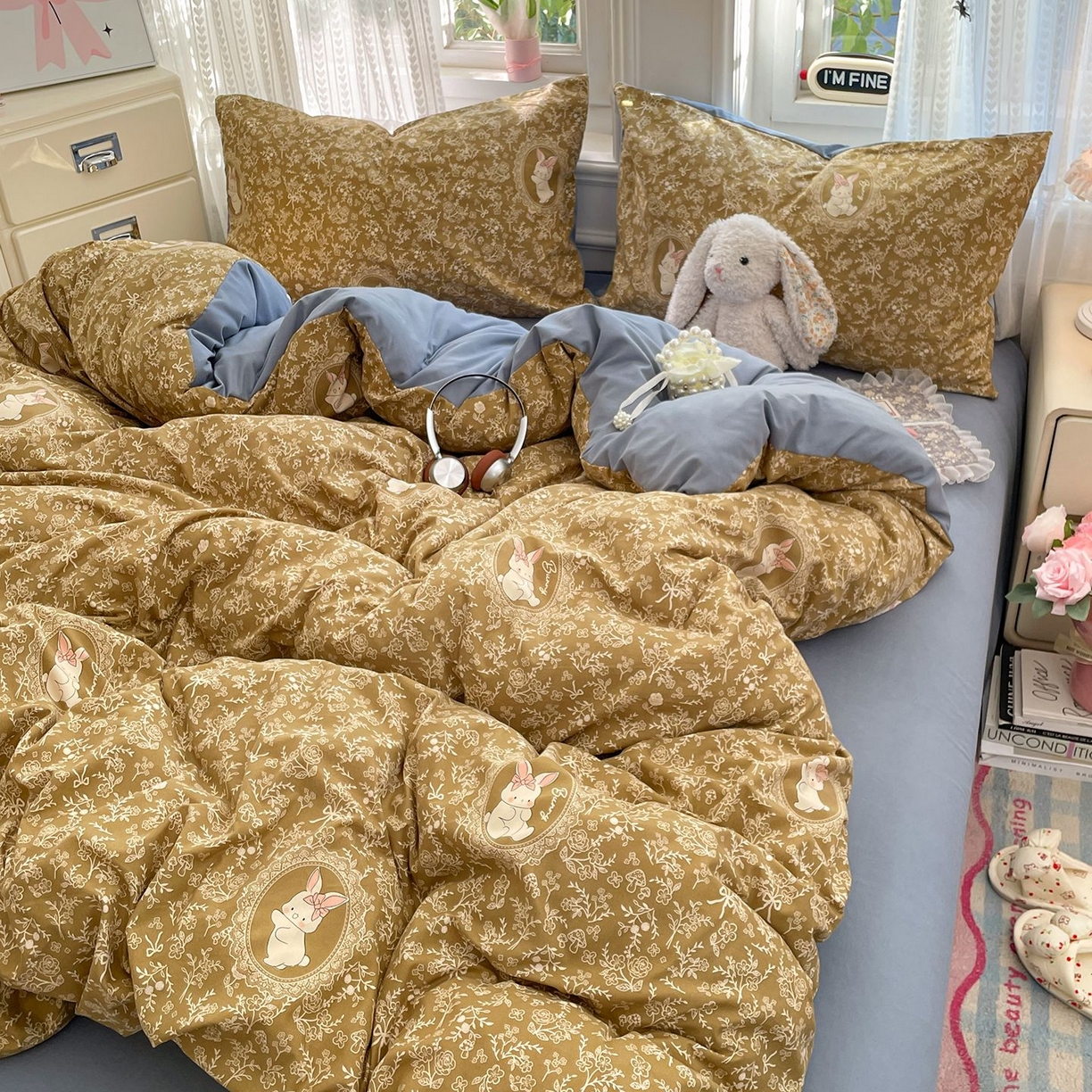 91家纺网 家纺一手货源 找家纺 卡斯诺家纺馆 2026新款古法水洗仿棉四件套（下载文件包含买家秀） 焦糖花影