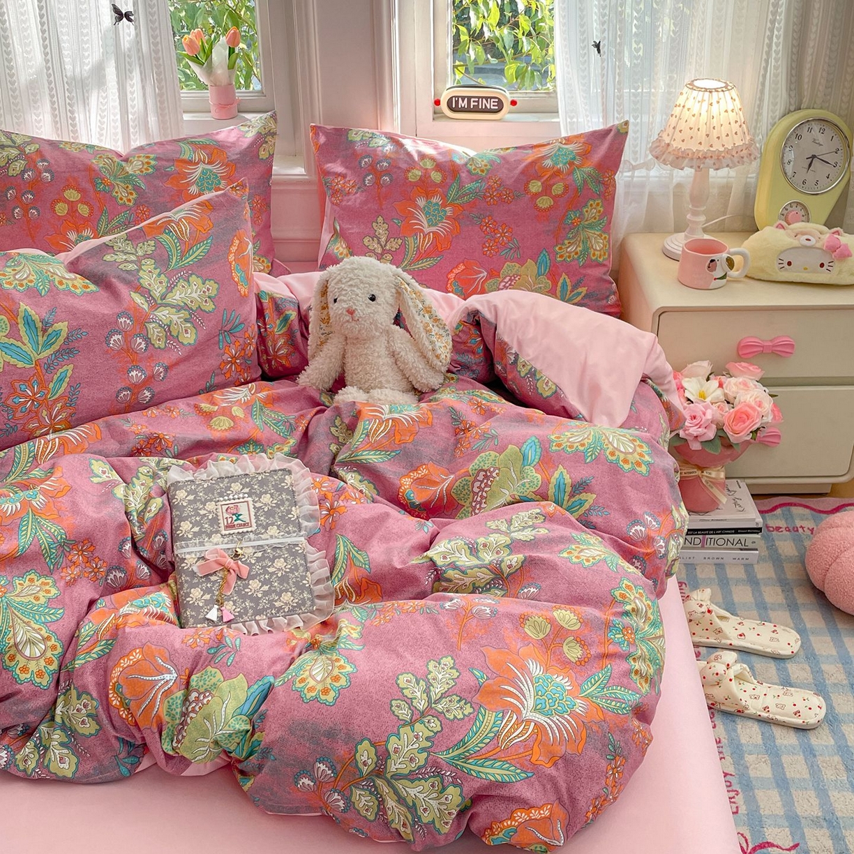 91家纺网 家纺一手货源 找家纺 卡斯诺家纺馆 2026新款古法水洗仿棉四件套（下载文件包含买家秀） 花眠