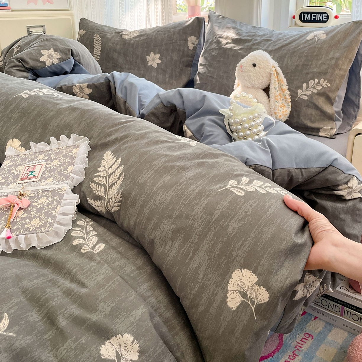 91家纺网 家纺一手货源 找家纺 卡斯诺家纺馆 2026新款古法水洗仿棉四件套（下载文件包含买家秀） 叶影斑驳