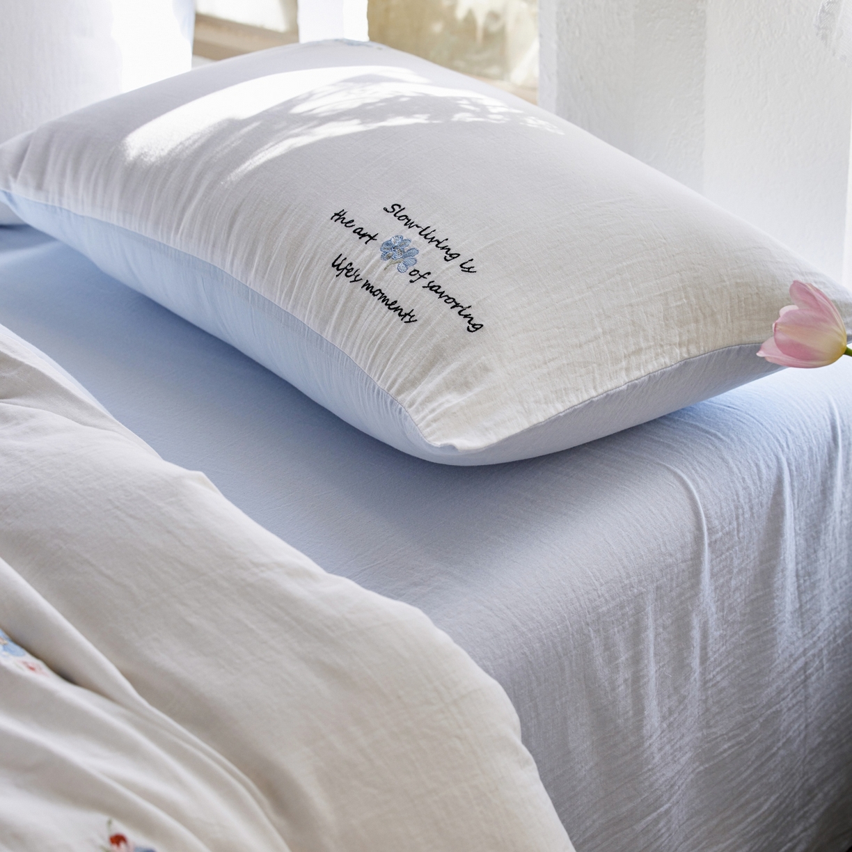 91家纺网 家纺一手货源 找家纺 （总）风向标家纺 2026新款全棉纯棉素色绣花双层纱四件套