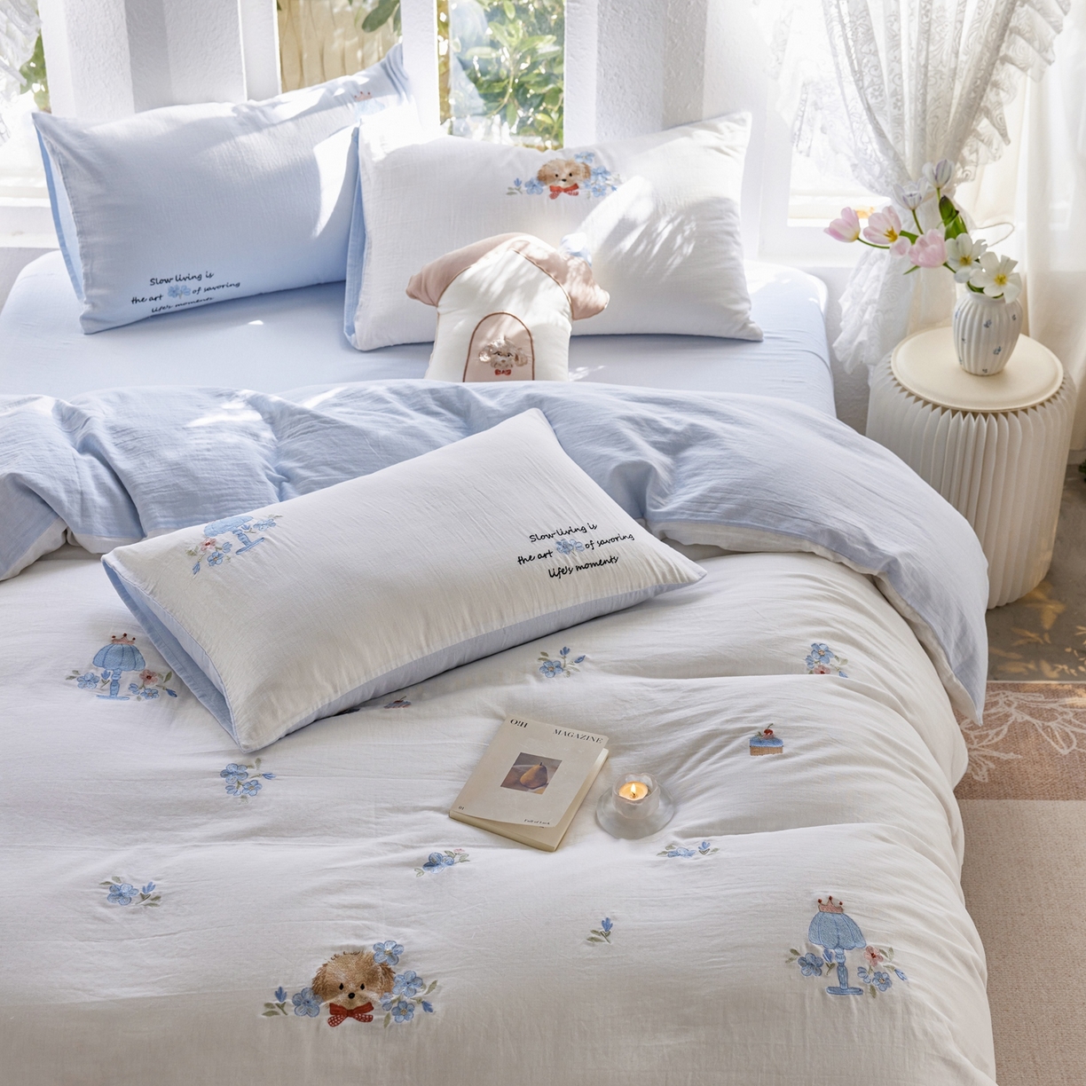 91家纺网 家纺一手货源 找家纺 （总）风向标家纺 2026新款全棉纯棉素色绣花双层纱四件套