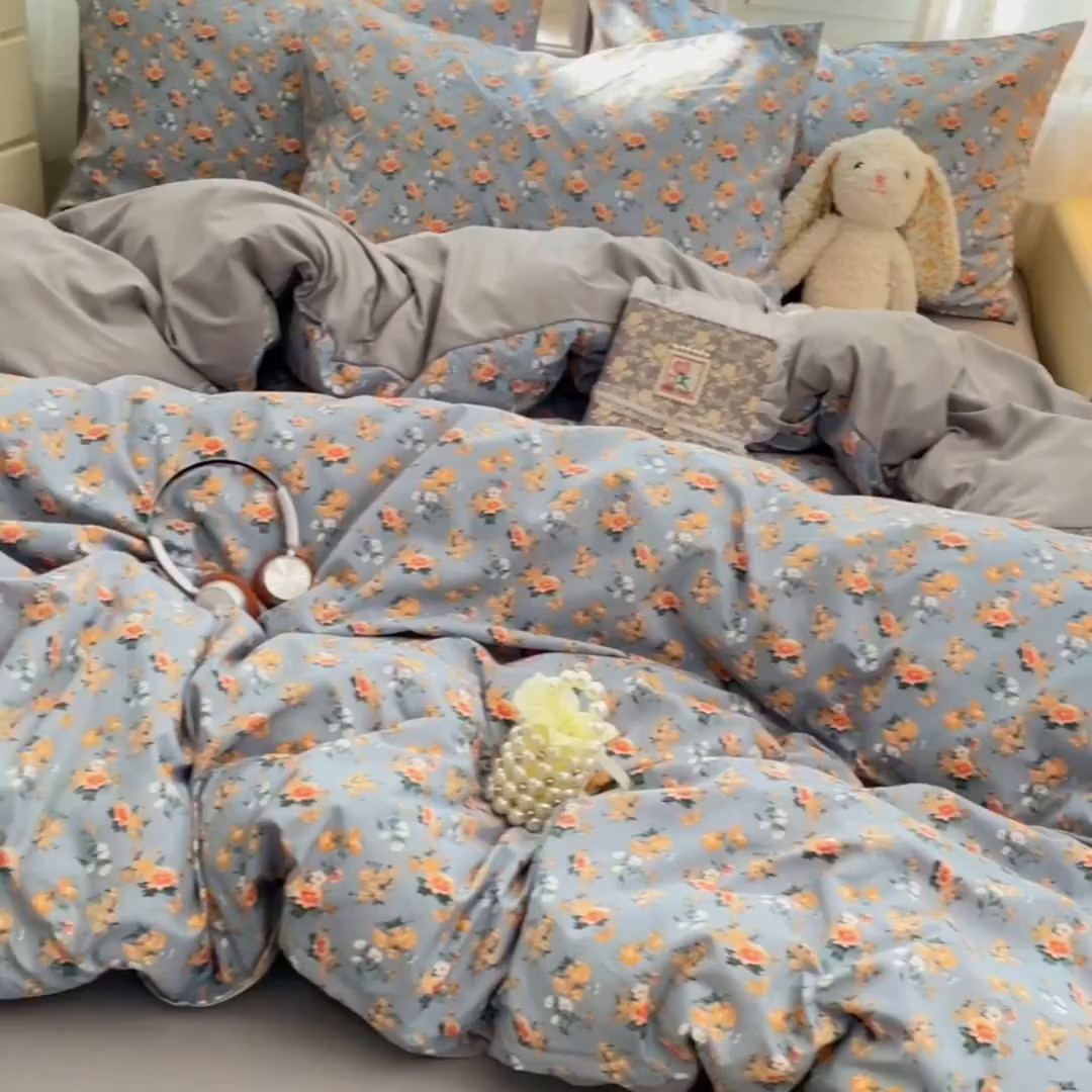 91家纺网 家纺一手货源 找家纺 卡斯诺家纺馆 2026新款古法水洗仿棉四件套（下载文件包含买家秀） 烟花