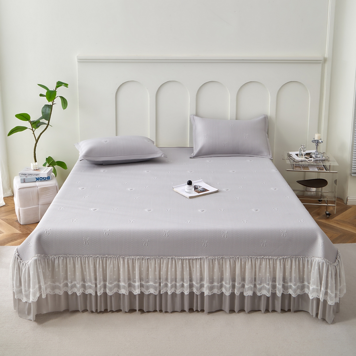 91家纺网 家纺一手货源 找家纺 （总）瑞禾家纺 2026新款A类凉感豆豆床裙款凉席三件套-系列七