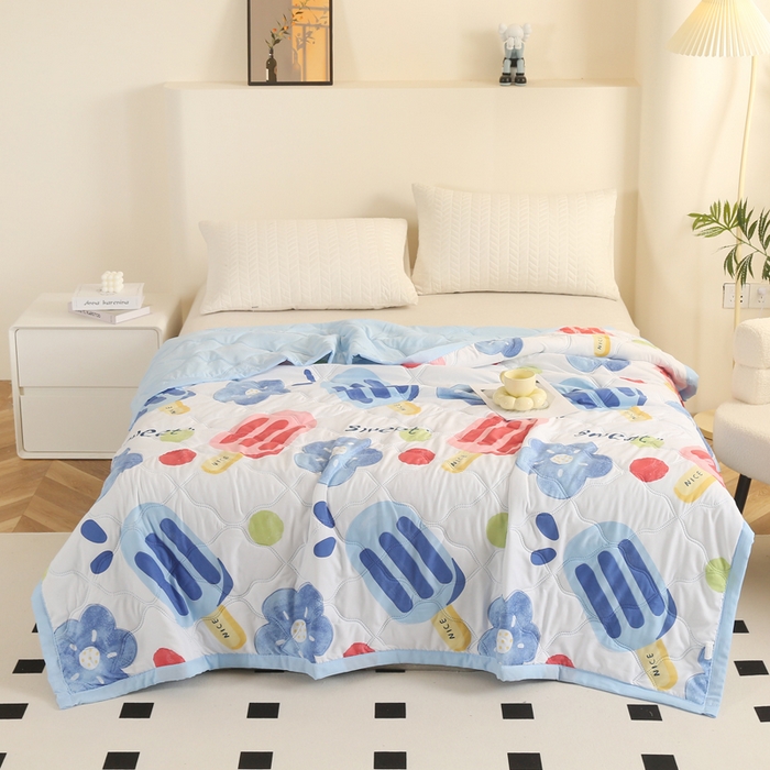 坦客毯业 2026新款超声波夏凉被印花水洗棉夏被供货批发赠品礼品被便宜夏被 缤纷心情