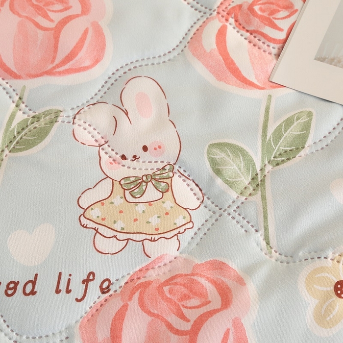 91家纺网 家纺一手货源 找家纺 坦客毯业 2026新款超声波夏凉被印花水洗棉夏被供货批发赠品礼品被便宜夏被 花丛兔