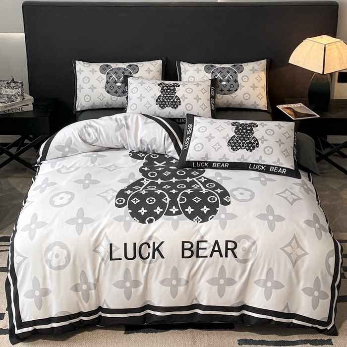 奥汀洛家纺 2026新款轻奢数码印花冰丝四件套 冰丝-抱抱熊