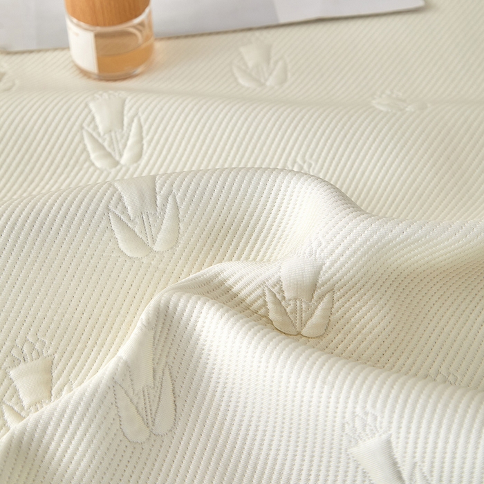 91家纺网 家纺一手货源 找家纺 瑞禾家纺 2026新款A类凉感豆豆床裙款凉席三件套-系列七 奶白郁金香