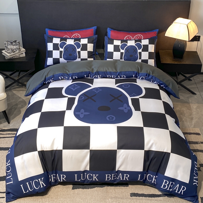 奥汀洛家纺 2026新款轻奢数码印花冰丝四件套 冰丝-格格熊