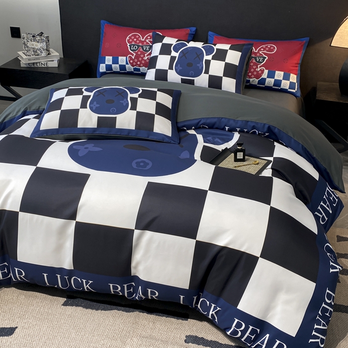 91家纺网 家纺一手货源 找家纺 奥汀洛家纺 2026新款轻奢数码印花冰丝四件套 冰丝-格格熊