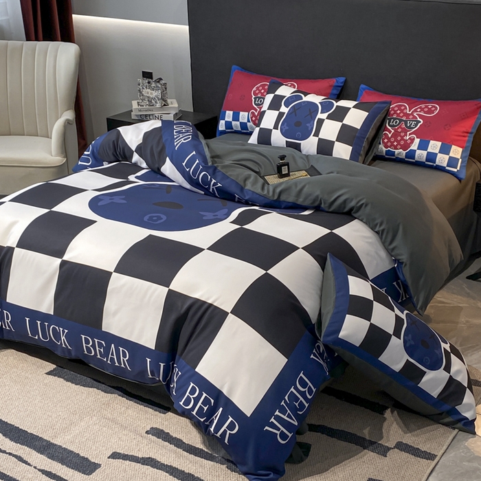 91家纺网 家纺一手货源 找家纺 奥汀洛家纺 2026新款轻奢数码印花冰丝四件套 冰丝-格格熊