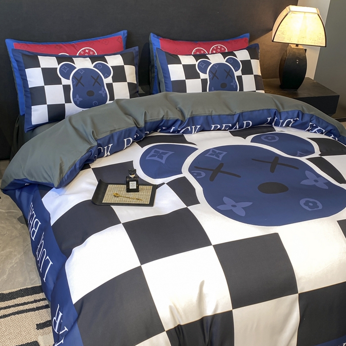 91家纺网 家纺一手货源 找家纺 奥汀洛家纺 2026新款轻奢数码印花冰丝四件套 冰丝-格格熊