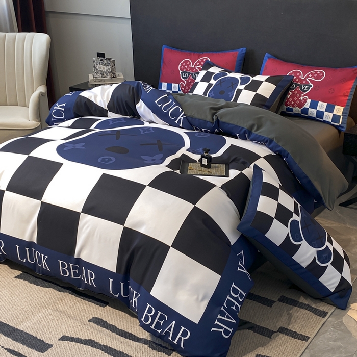 91家纺网 家纺一手货源 找家纺 奥汀洛家纺 2026新款轻奢数码印花冰丝四件套 冰丝-格格熊