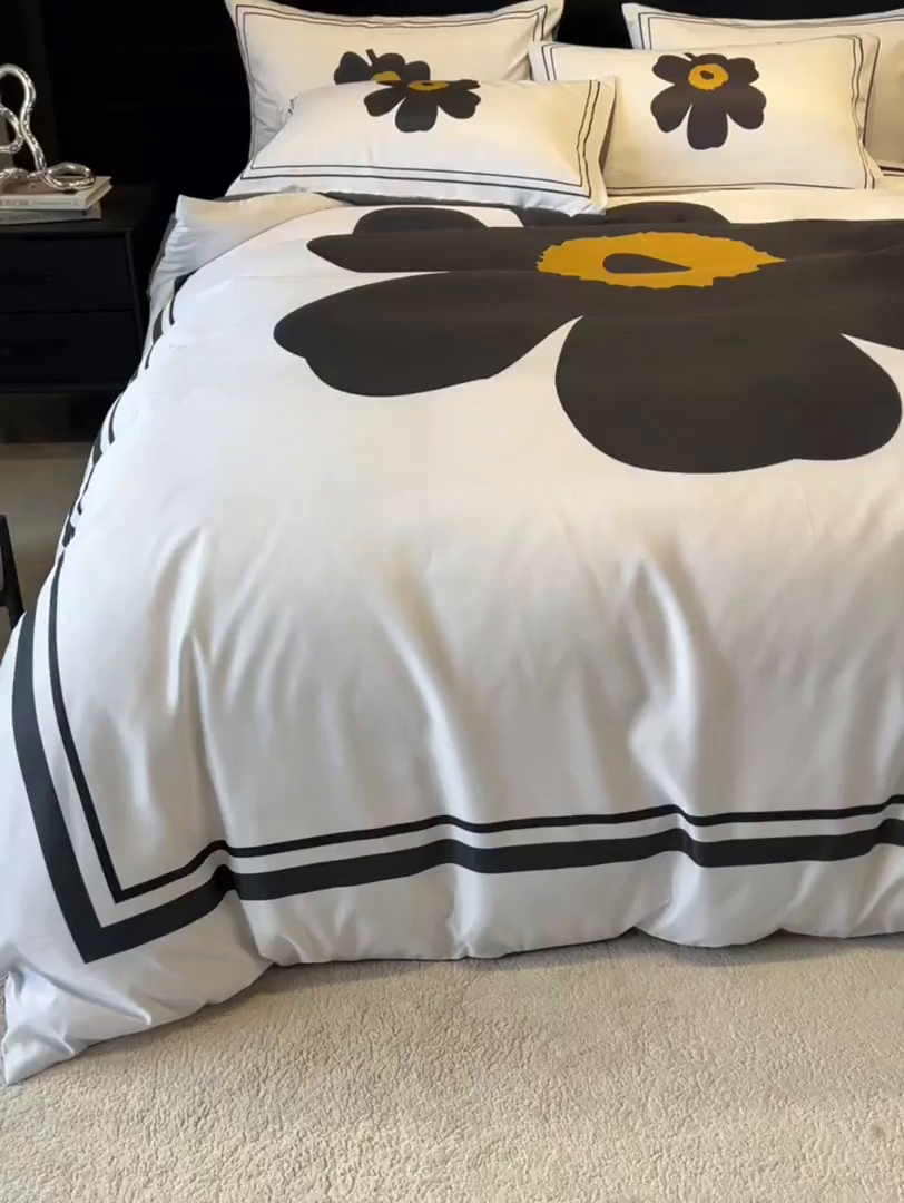 91家纺网 家纺一手货源 找家纺 奥汀洛家纺 2026新款轻奢数码印花冰丝四件套 冰丝-花享